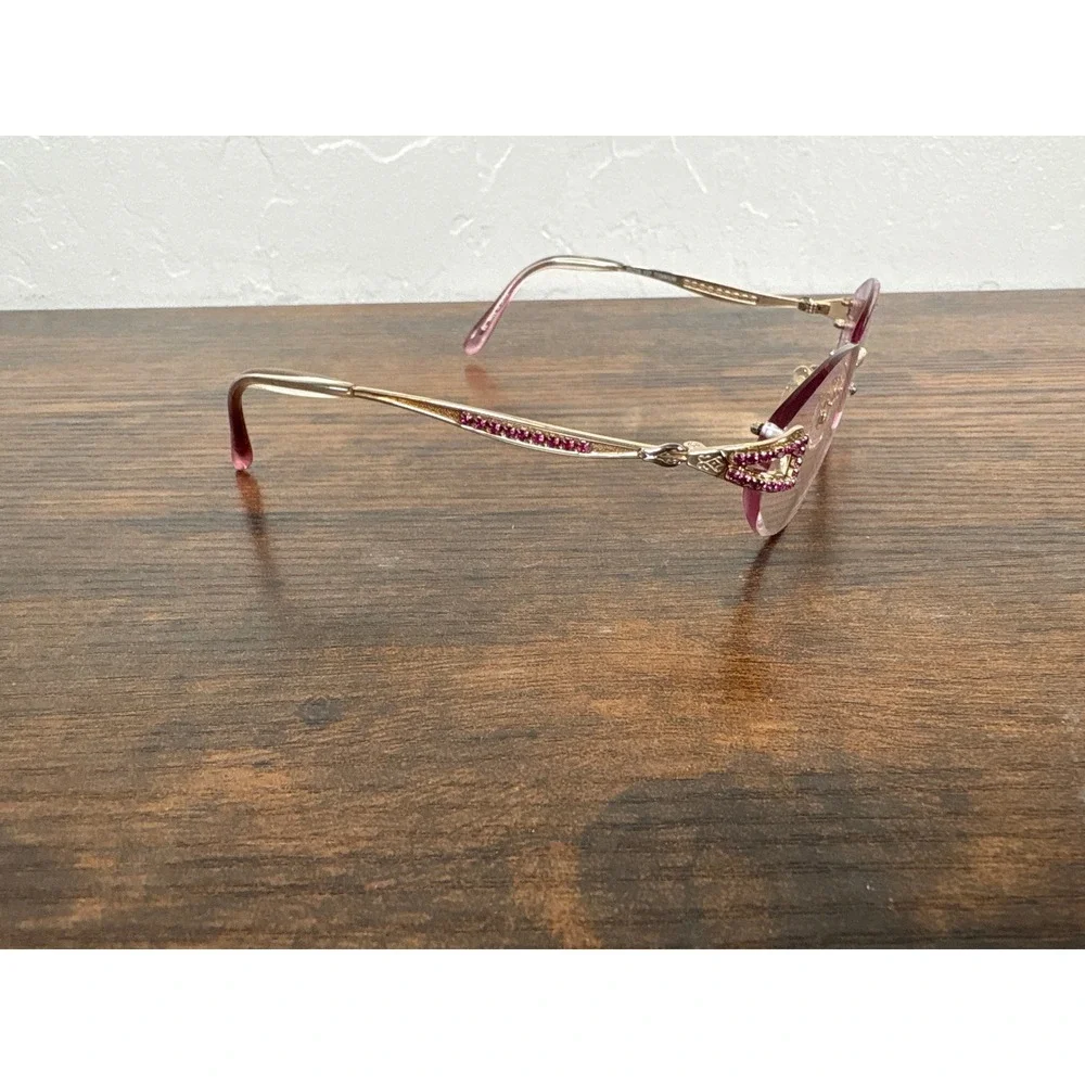 Bijou du Nana B-040S Titanium Rimless Pink Rhinestone Eyeglasses Japan 55-18-137